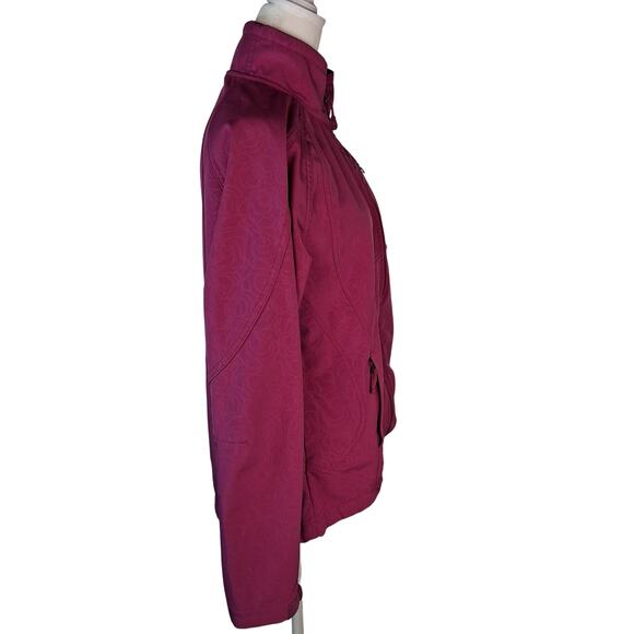 Sporty Berry Pink Double Diamond Skiing Jacket Size M Adjustable Cuffs Mock Neck - Picture 5 of 14